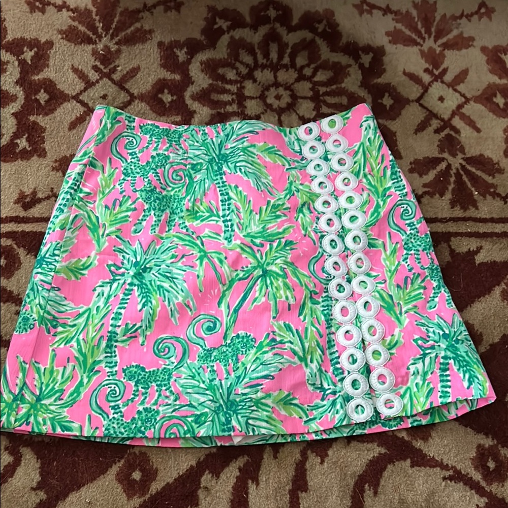 Lilly Pulitzer Pink and Green A-Line Mini Skirt Resort Wear